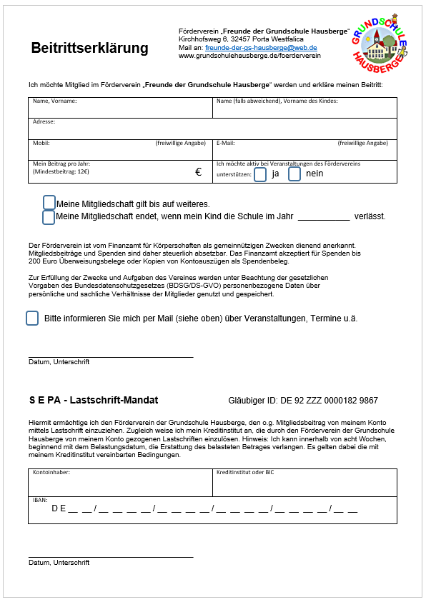 Bild Beitrittserklärung 2020