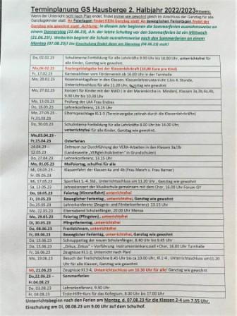 Terminliste komprimiert